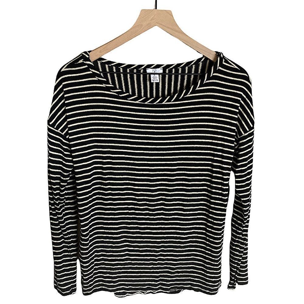 NWT‎ BP Nordstrom Women’s Louis Striped Top in Black and White Size XS
